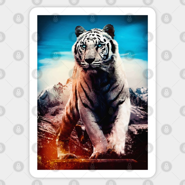 White Tiger Blue Eyes vector Sticker by syanart